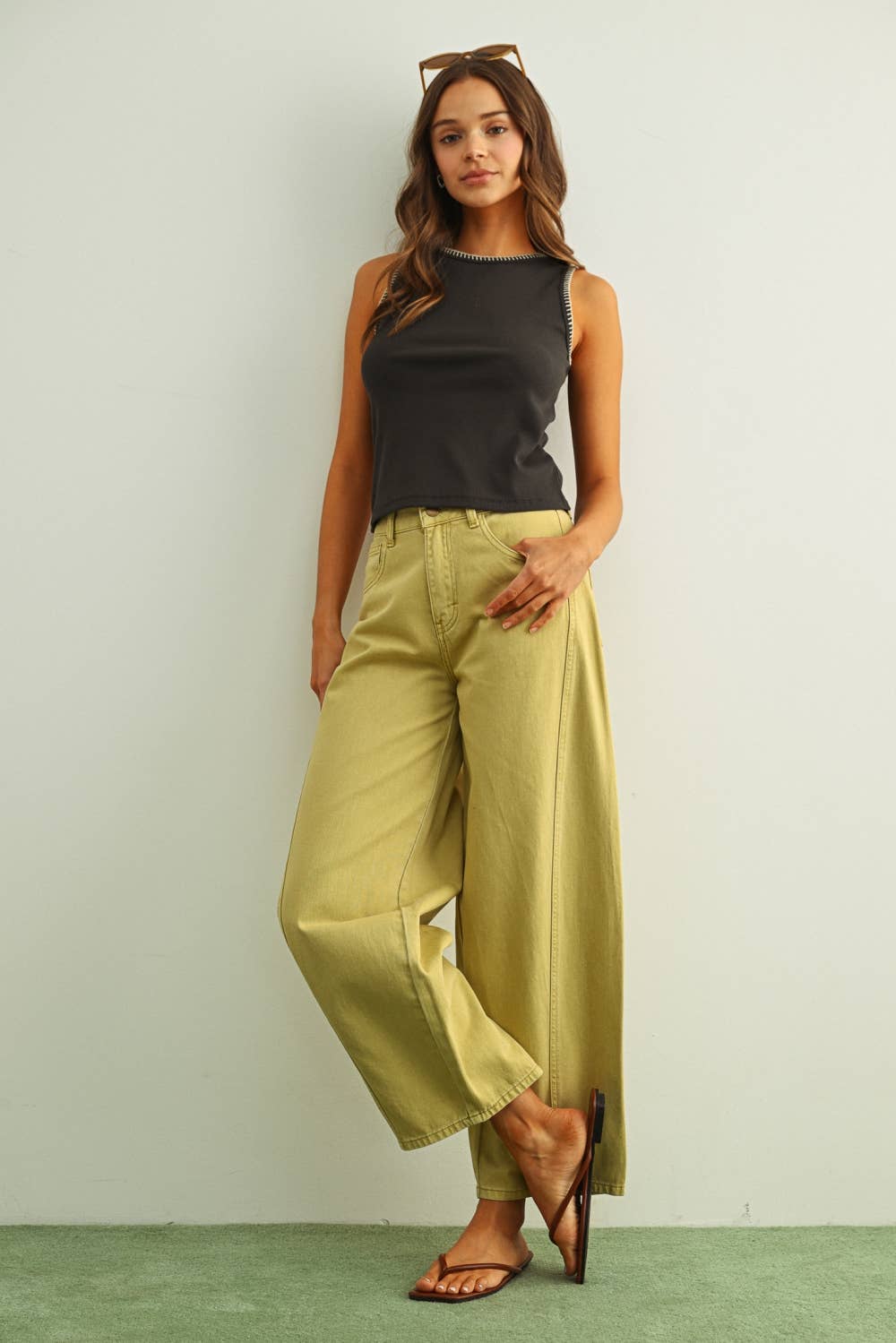 Mini Ribbed Knit Top With Stitch Detail