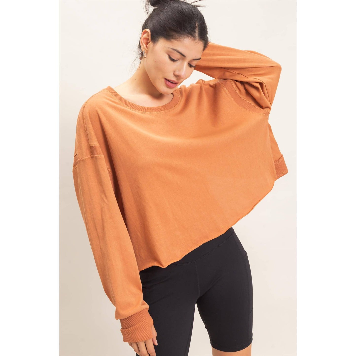Open Back Crew Neck Top