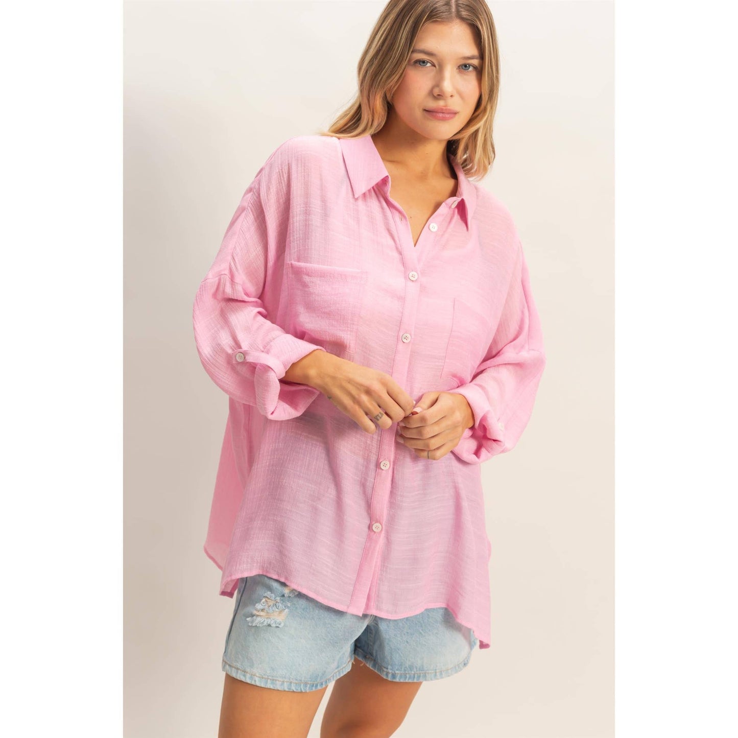 Lightweight Button-Down Blouse