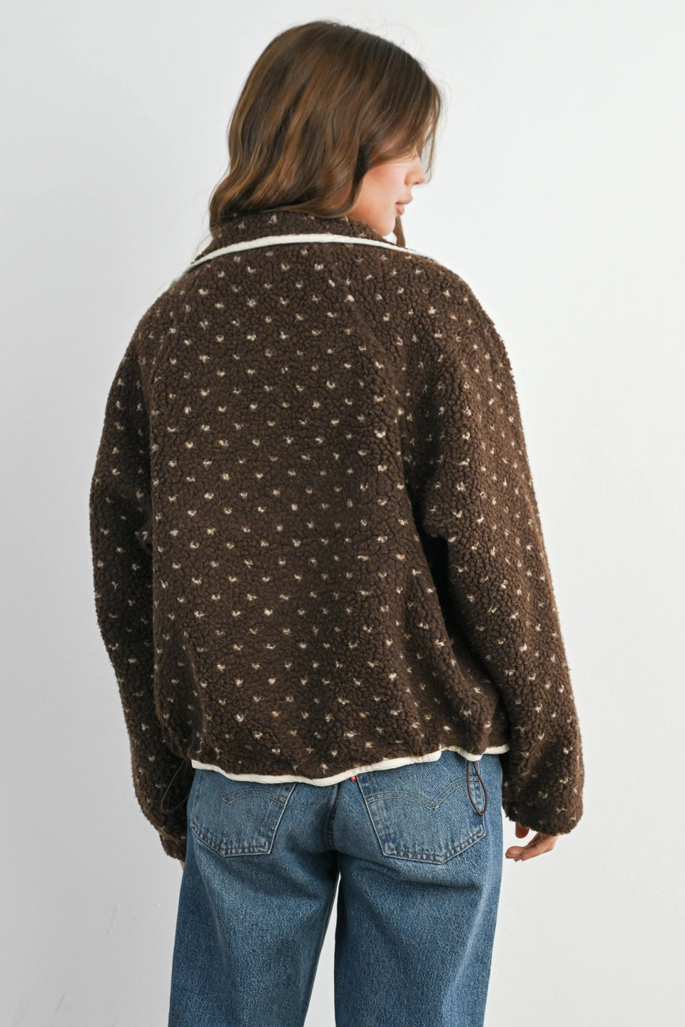 The Fern Dot Sherpa Fleece Snap Jacket