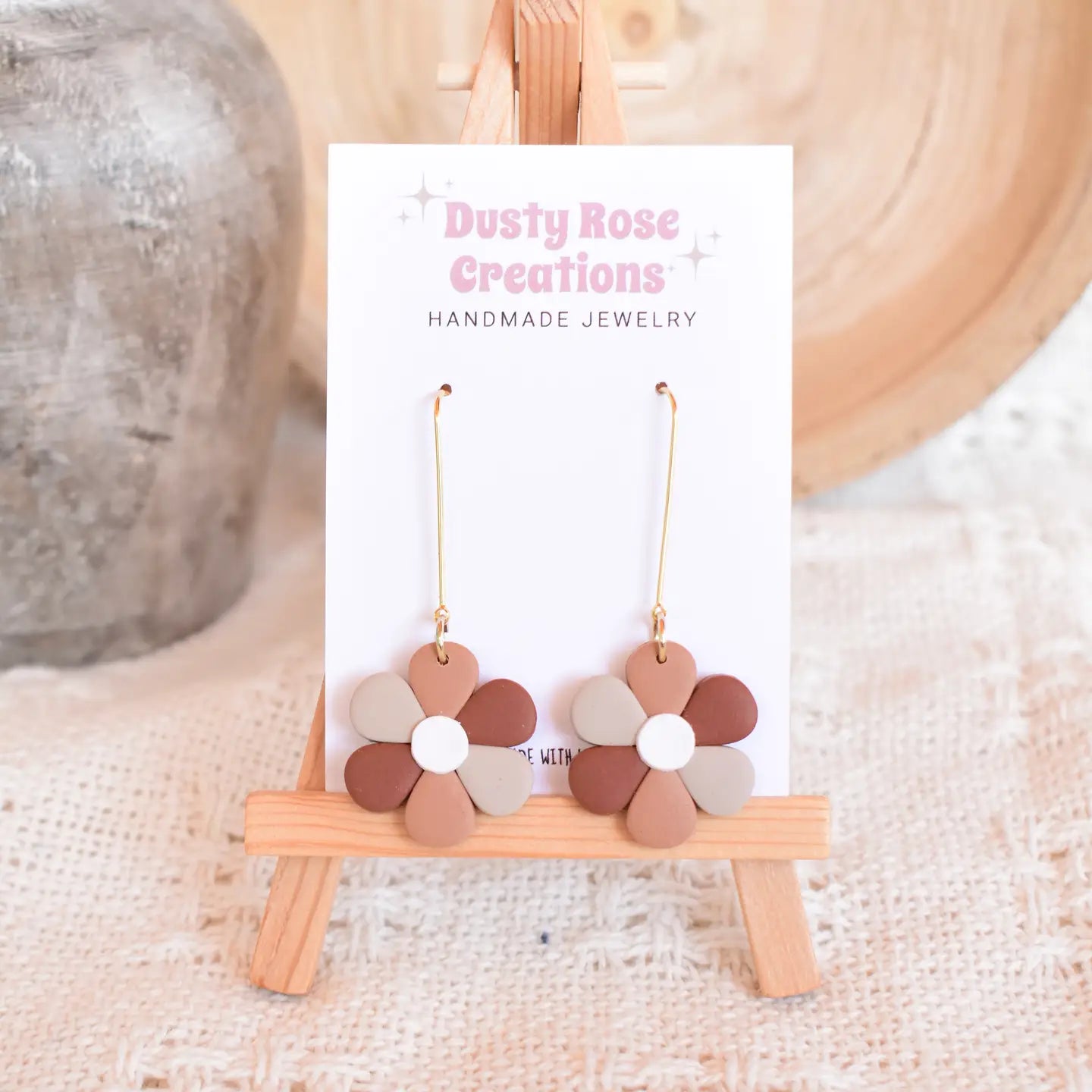 Orange Boho Flower Dangles