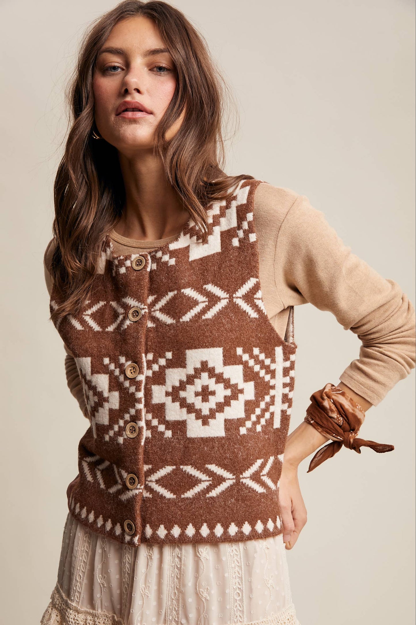 Southwestern Button-Up Wool Vest