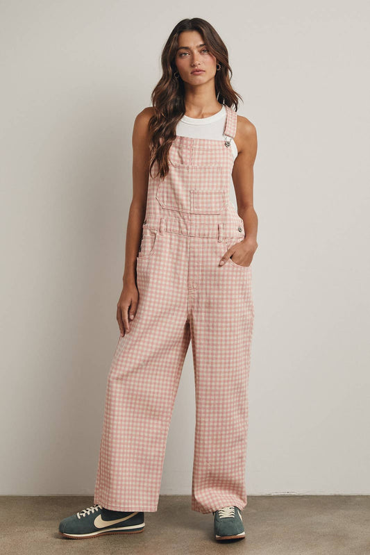 Pink Gingham Denim Overall