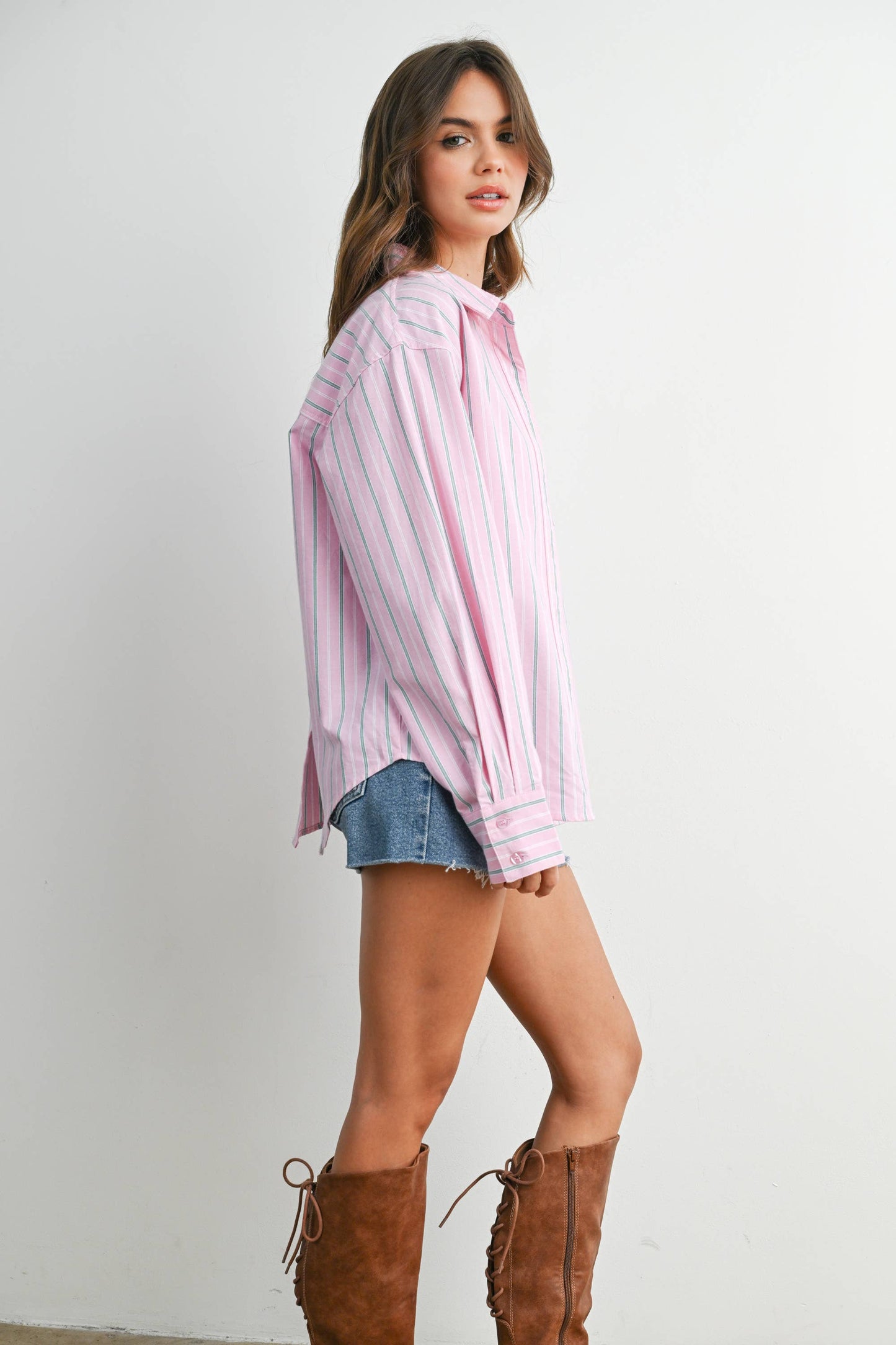 Striped Long-Sleeve Button-Up Shirt