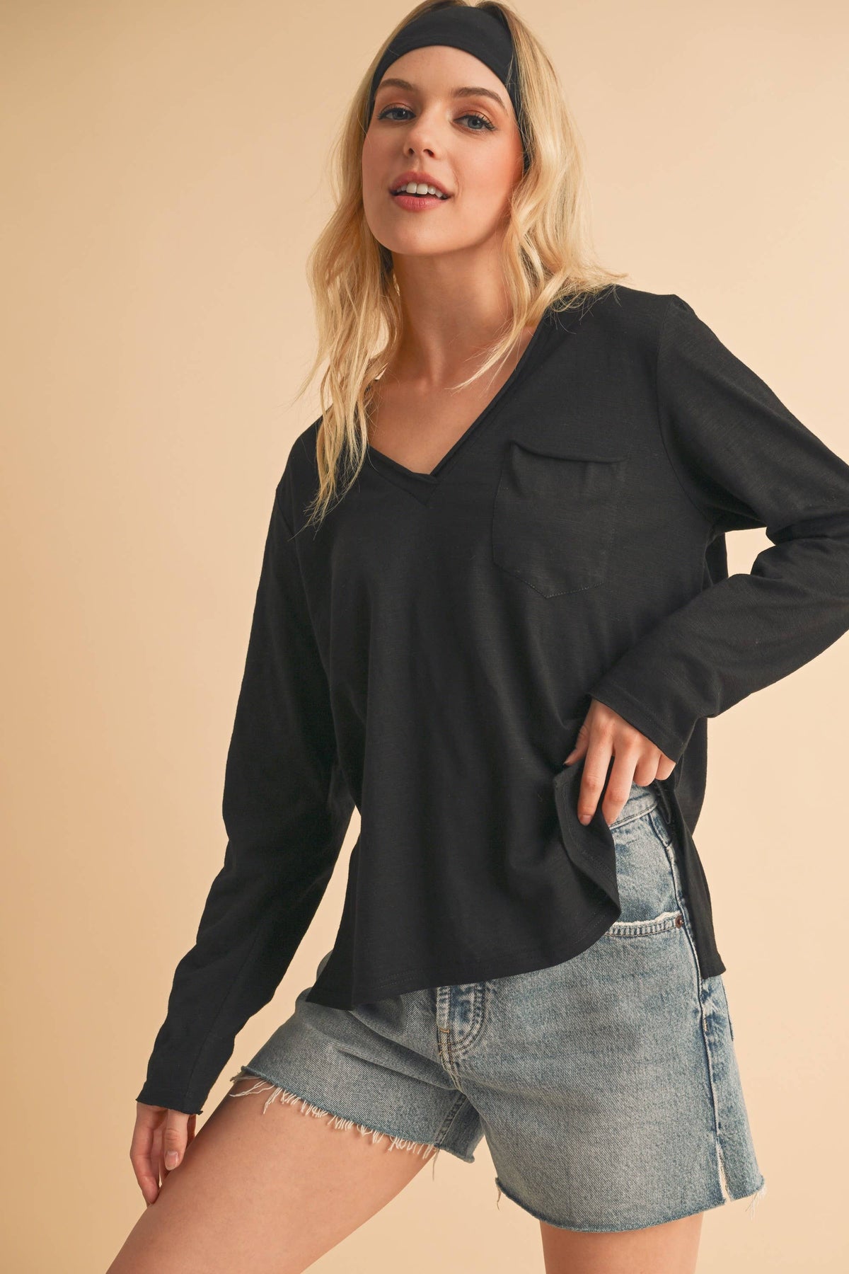 Zoie V-Neck Long Sleeve Top