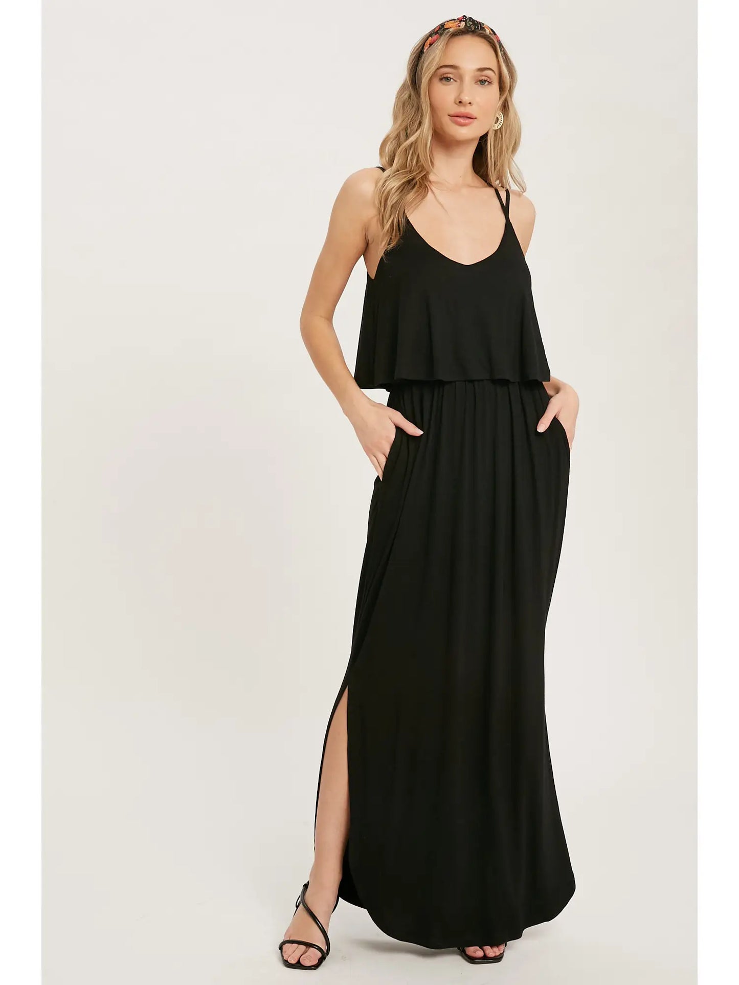 Strappy Back Flounce Maxi Dress