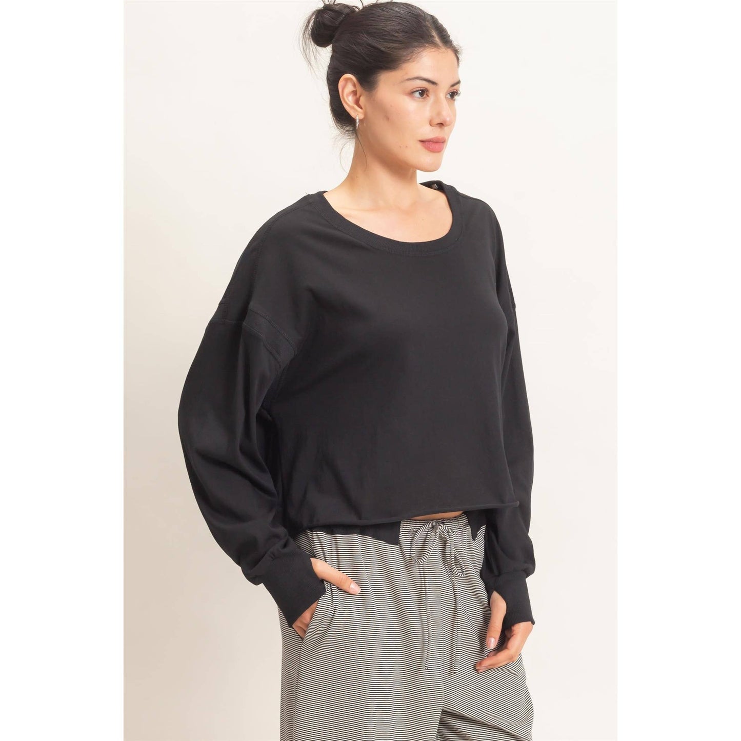 Open Back Crew Neck Top