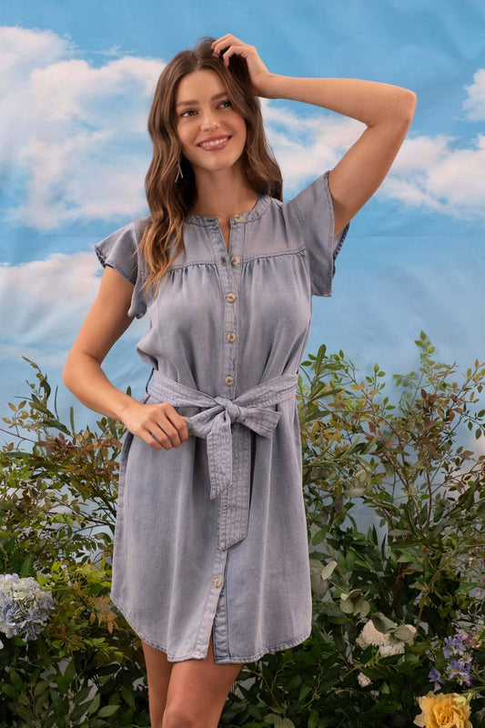 Chambray Belted Dress