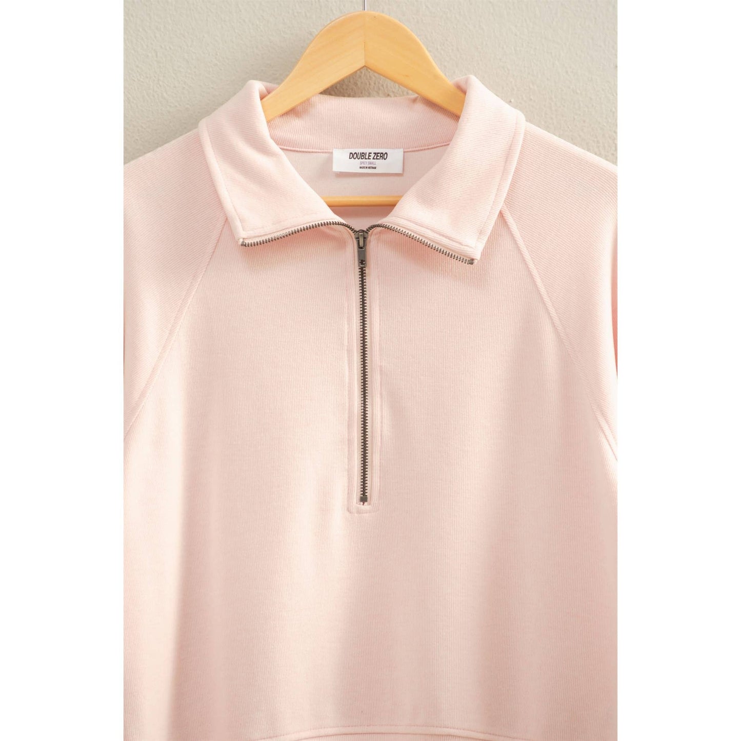 Soft Ribbed Half-Zip Long Sleeve Sweatshirt