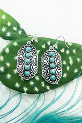 Coral Gables Turquoise Silvertone Earrings