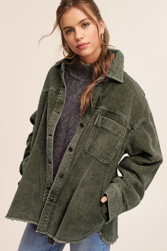 Olive Corduroy Shacket