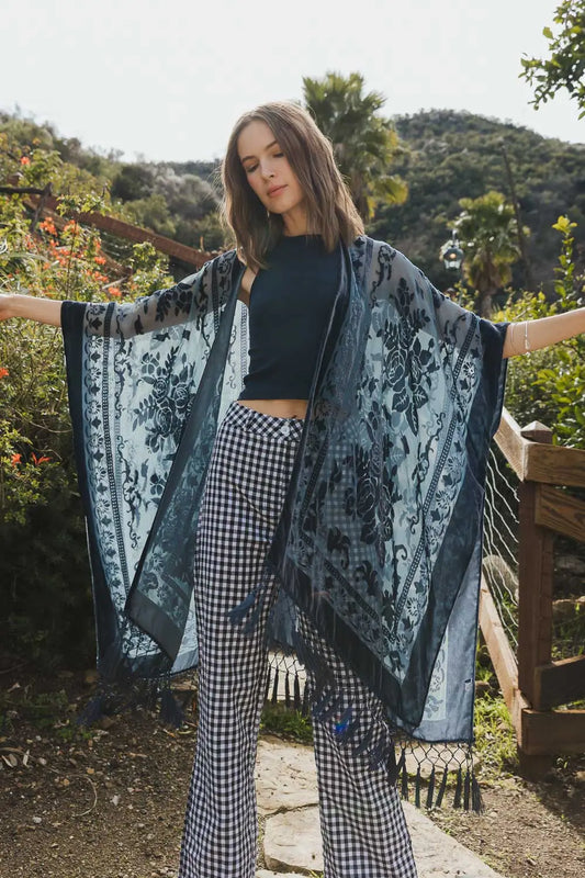 Velvet Mesh Kimono