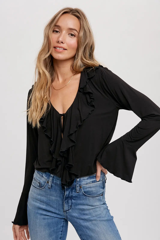 Black Ruffled Blouse