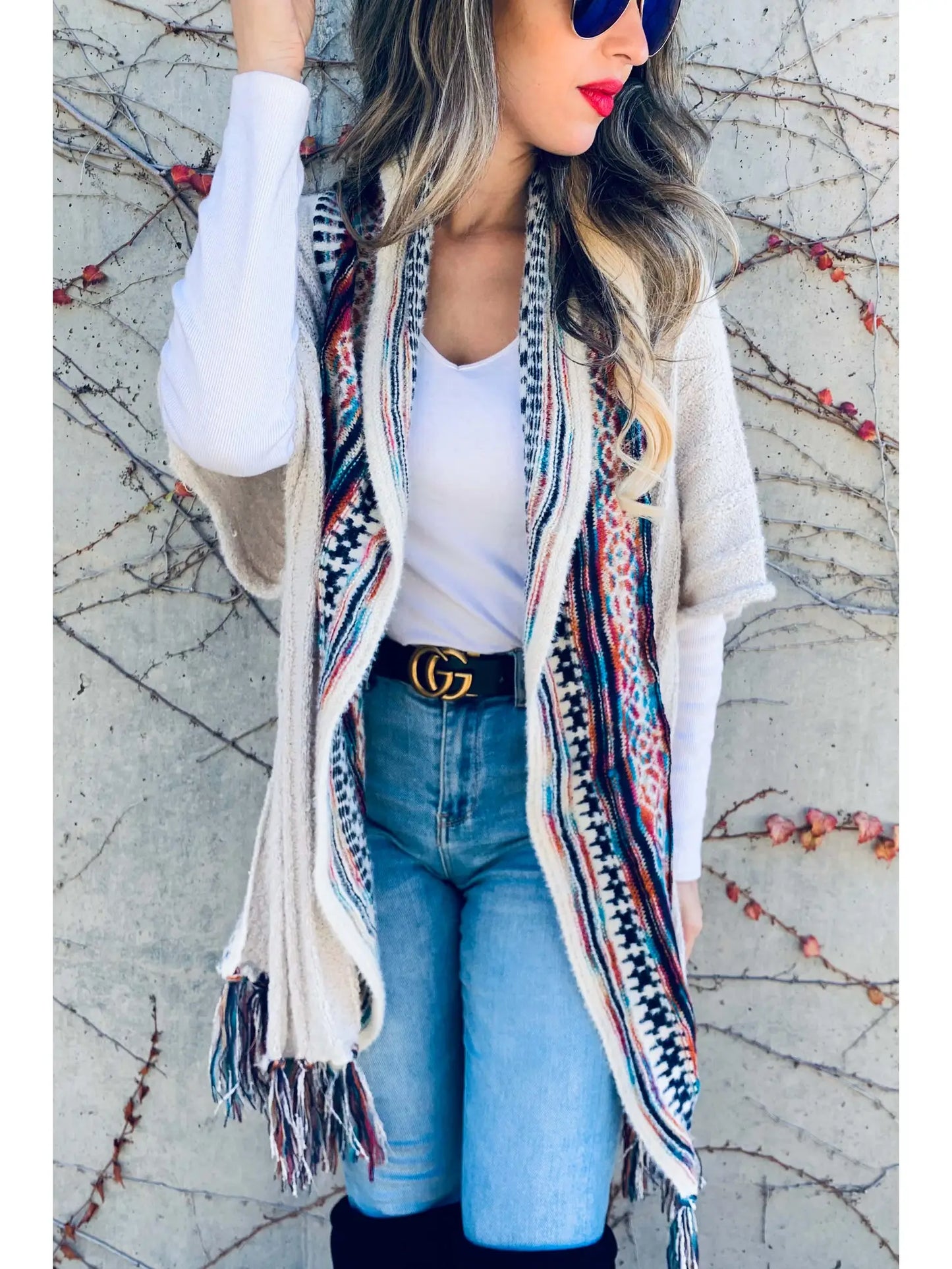 Multi Aztec Knitted Kimono