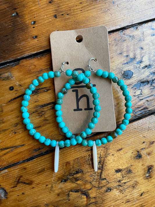 Turquoise Beads Hoops