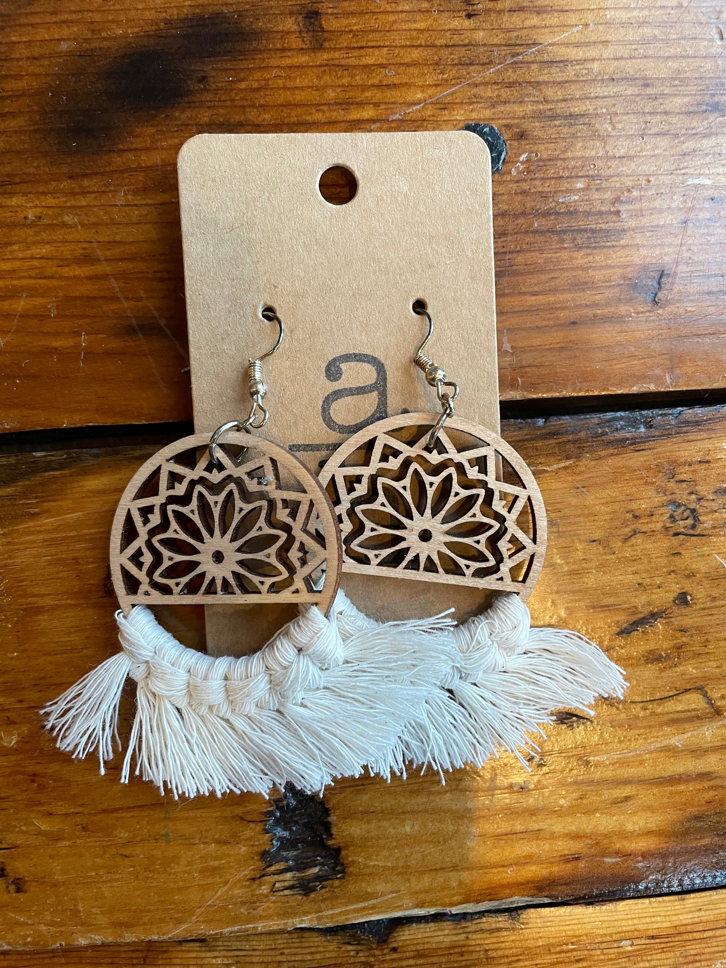 Wooden Fringe Dangle Earrings