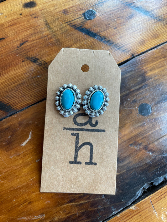 Oval Turquoise Studs