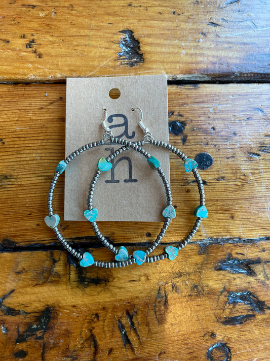 Turquoise Verasite Heart Hoops