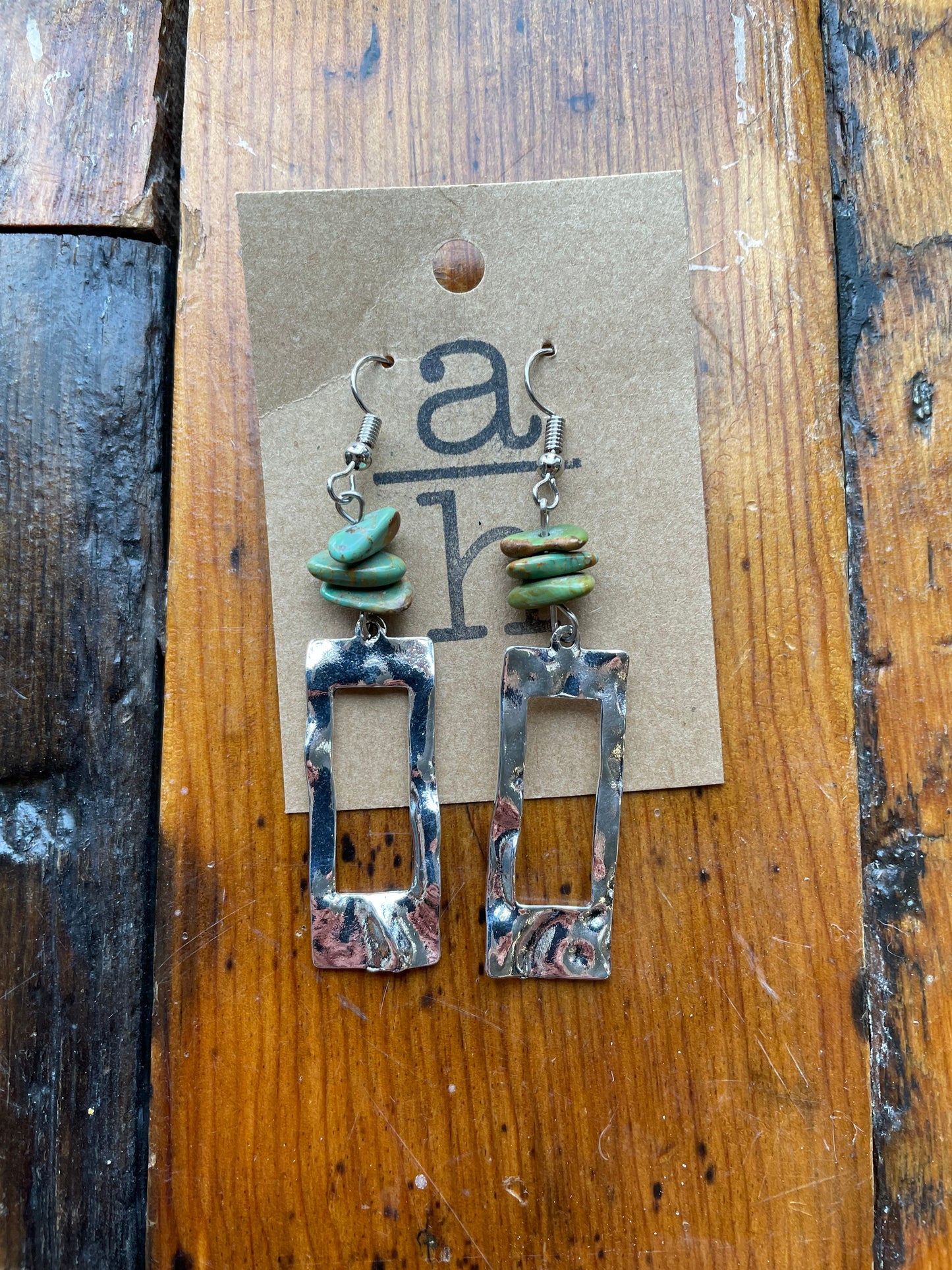 Green Turquoise Rectangle Dangles