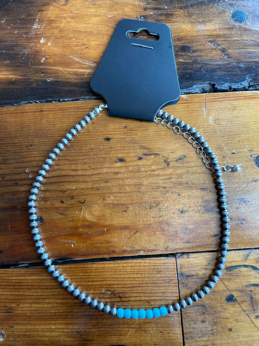 Navajo Style Pearl Choker Necklace