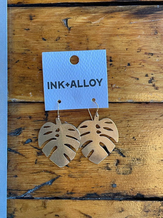 Brass Monstera Dangles