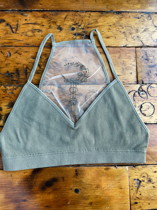 Olive Mesh Back Bralette