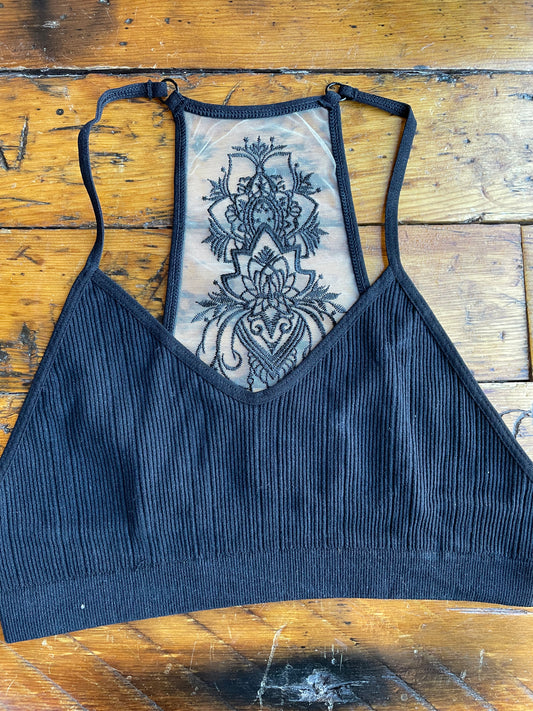 Black Mesh Back Bralette