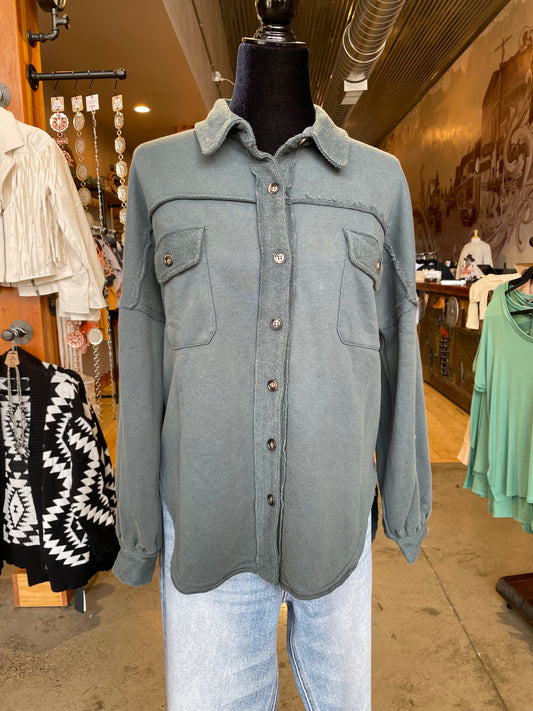 Mineral Washed  Button Up Jacket