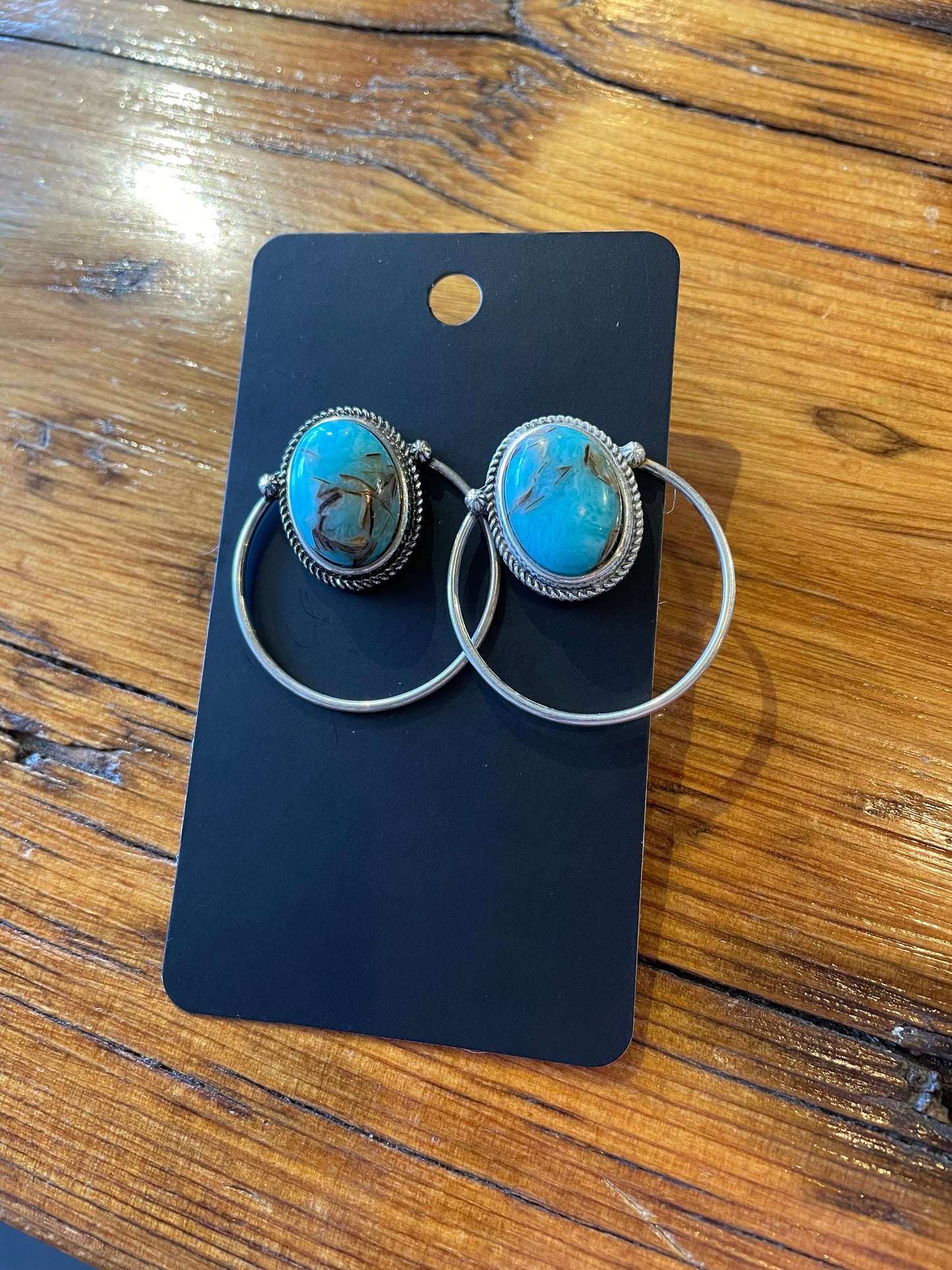 Turquoise Hoop Stud Earrings