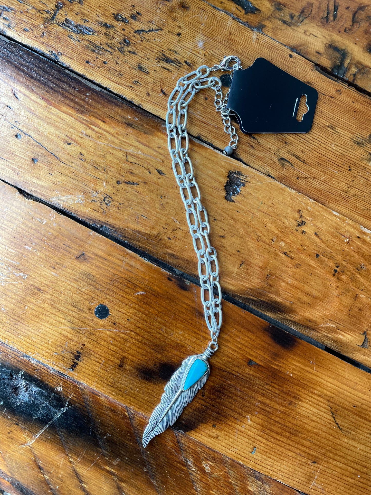Feather Charm Cable Chain Necklace