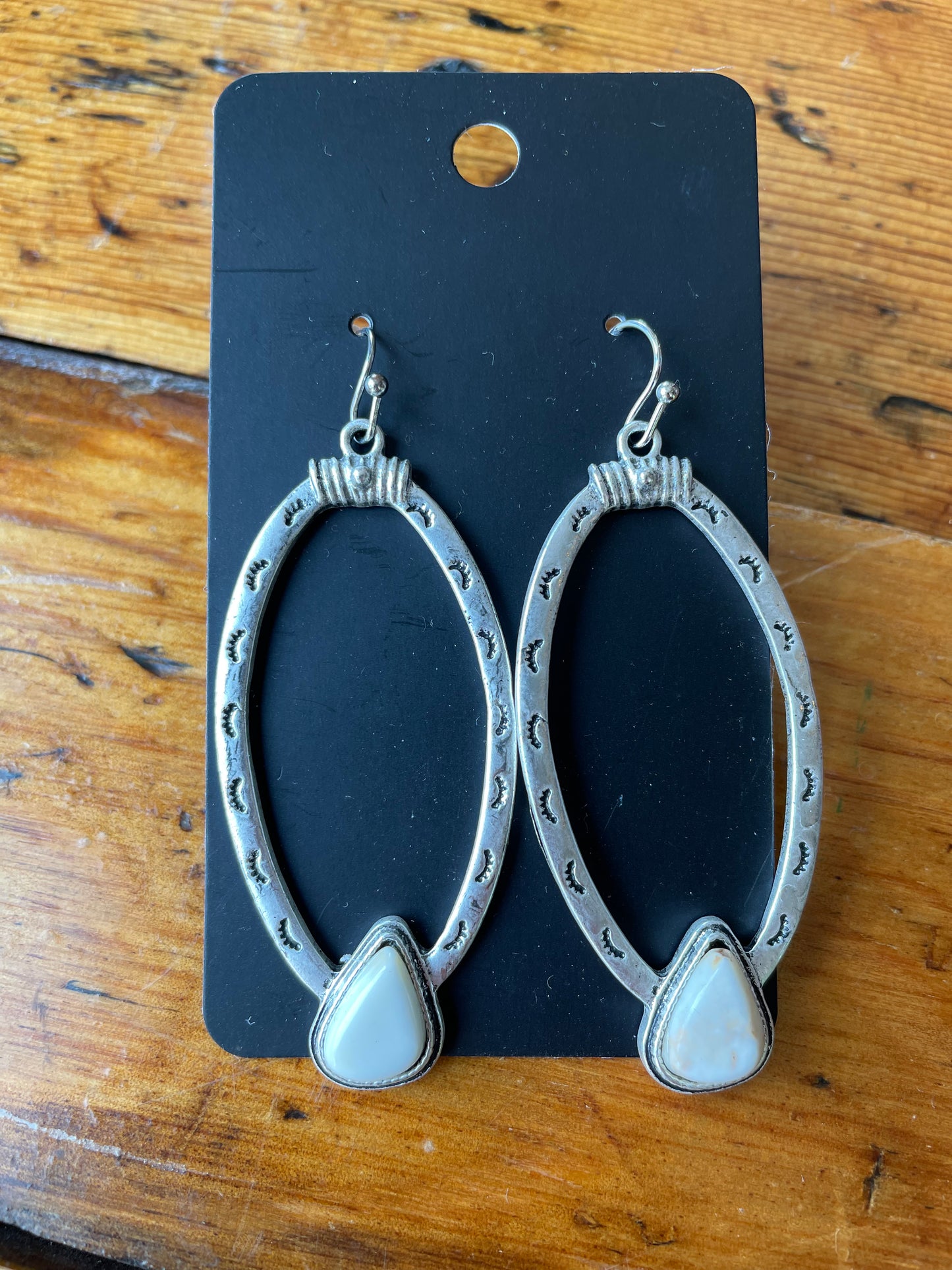 2.2" Long Natural White Stone Earrings