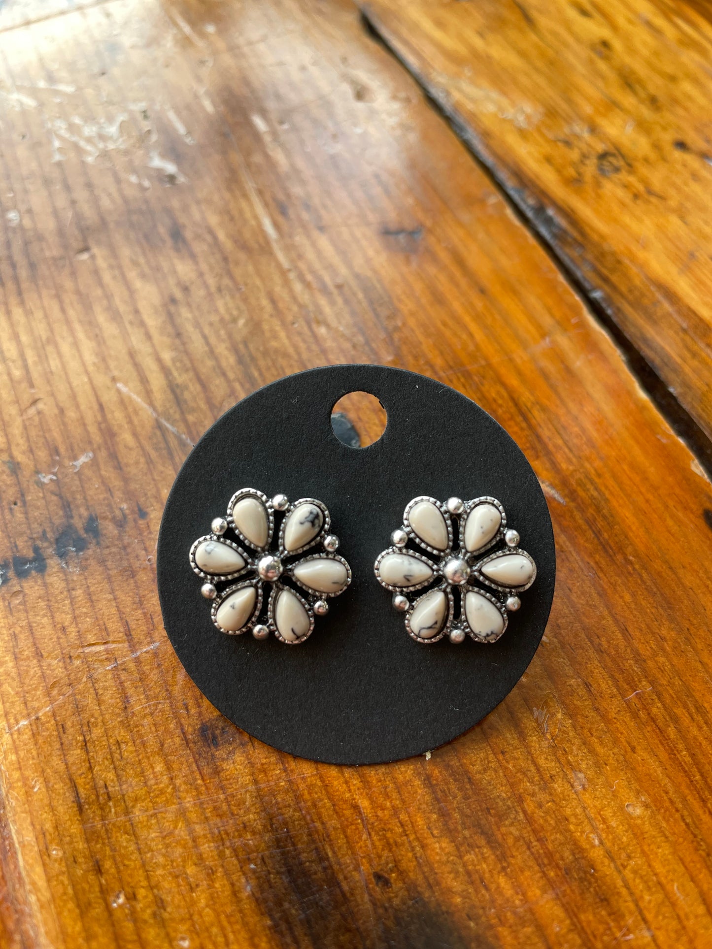 Western Flower Natural Stone Studs