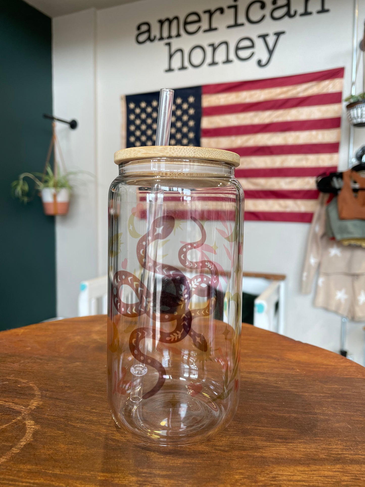 Snake Floral Glass Beer Can
