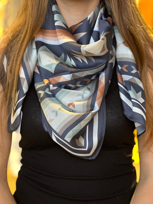 Navy Aztec Wild Rag
