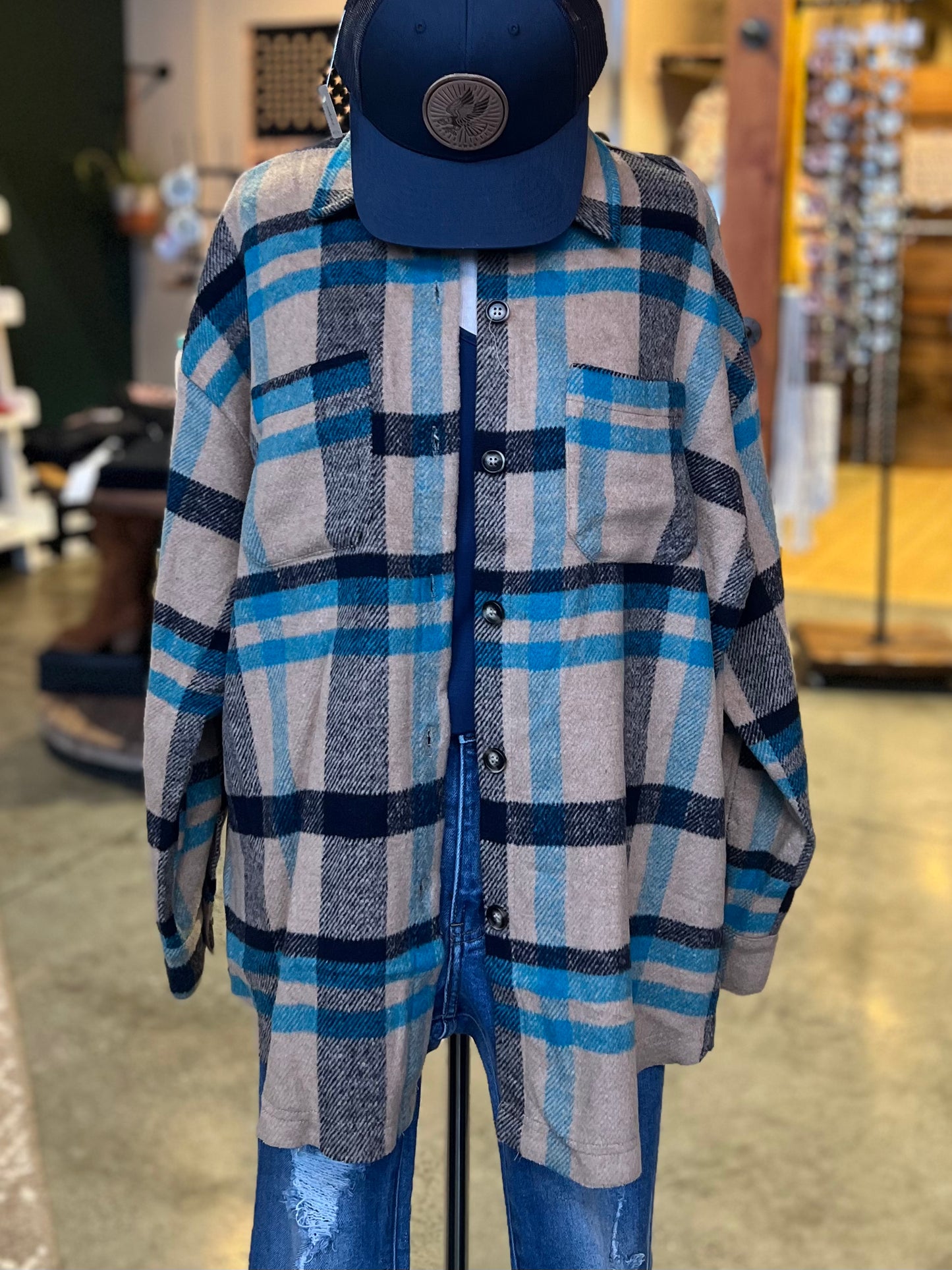 Heavy Teal and Tan Flannel