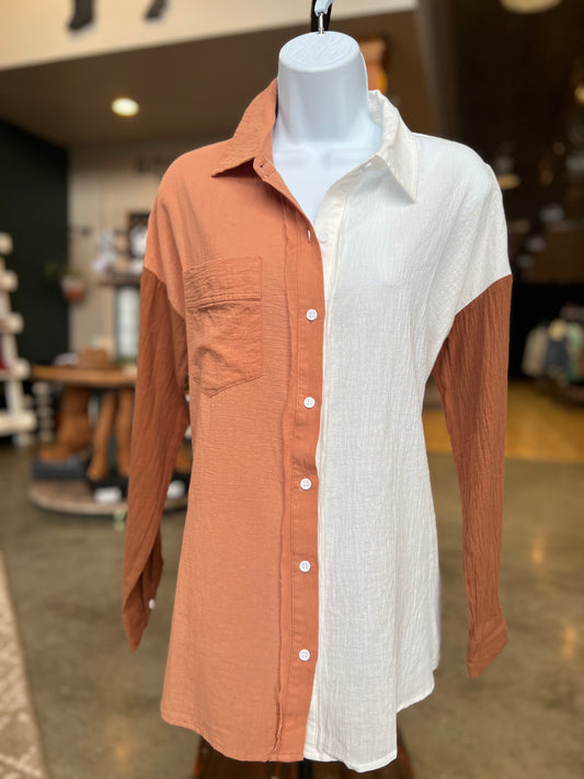 Colorblock Button Up Shirt